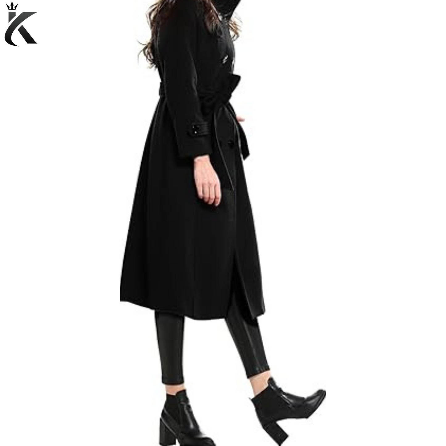 Women's Wool Trench Coat Winter Double-Breasted Jacket with Belts - High Quality Women's Overcoat