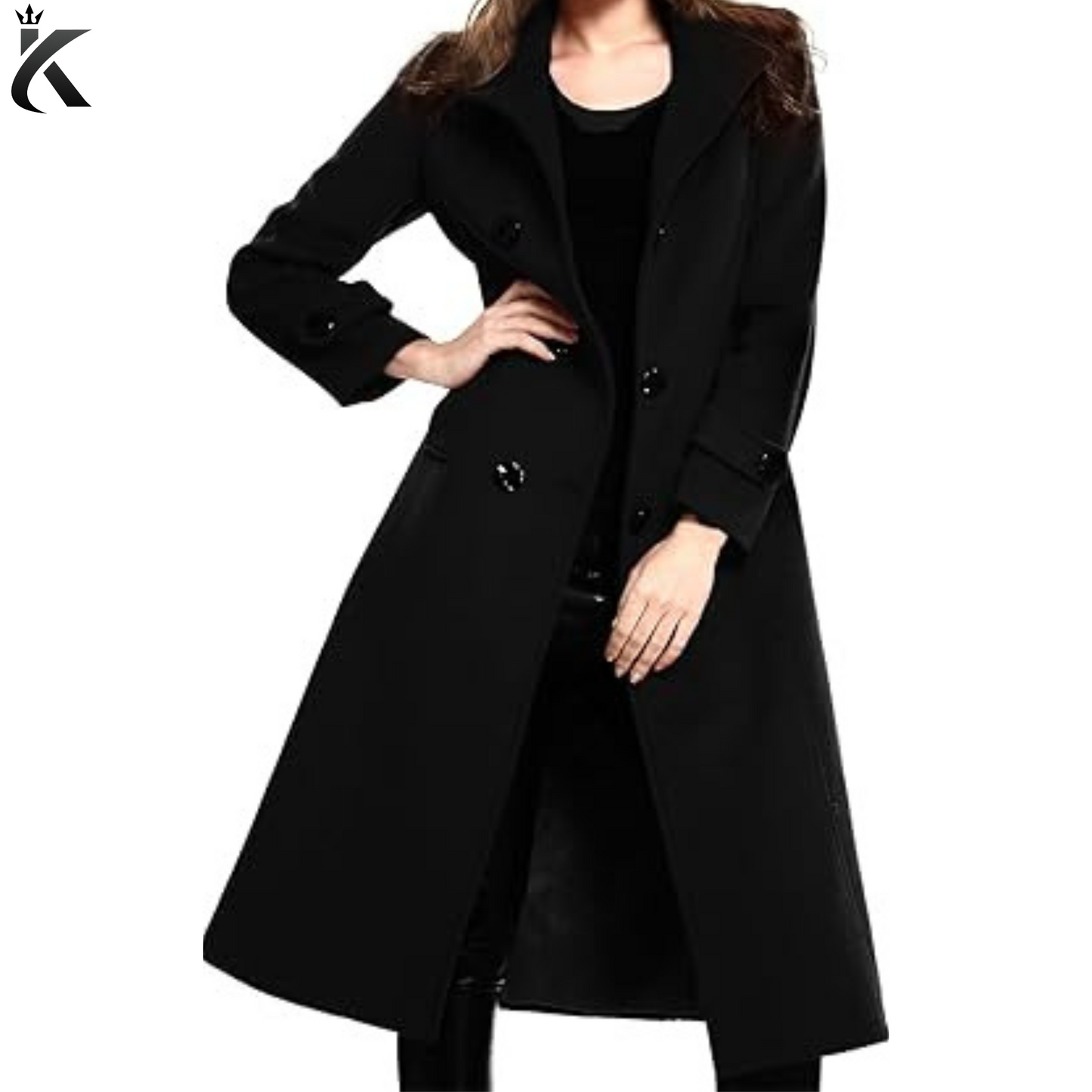 Women's Wool Trench Coat Winter Double-Breasted Jacket with Belts - High Quality Women's Overcoat