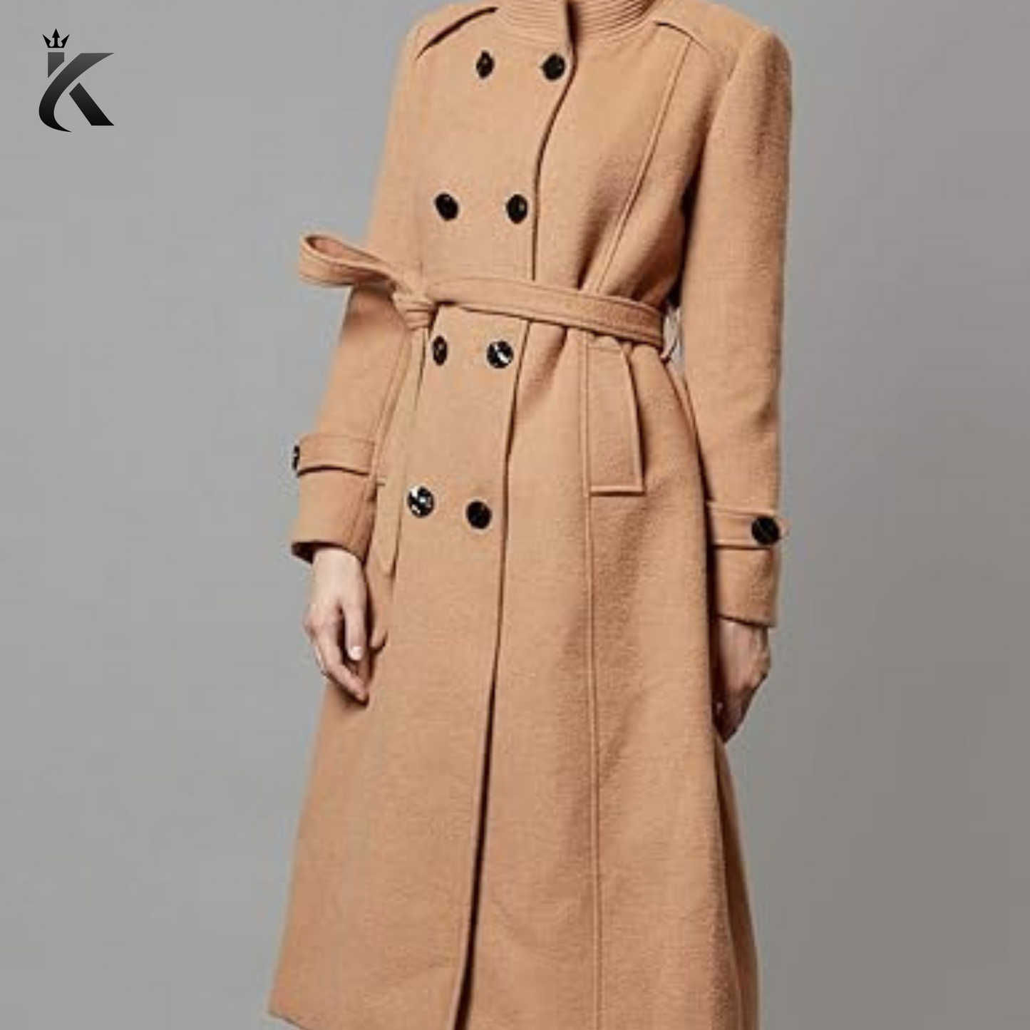 Women's Wool Trench Coat Winter Double-Breasted Jacket with Belts - Elite Long Coat