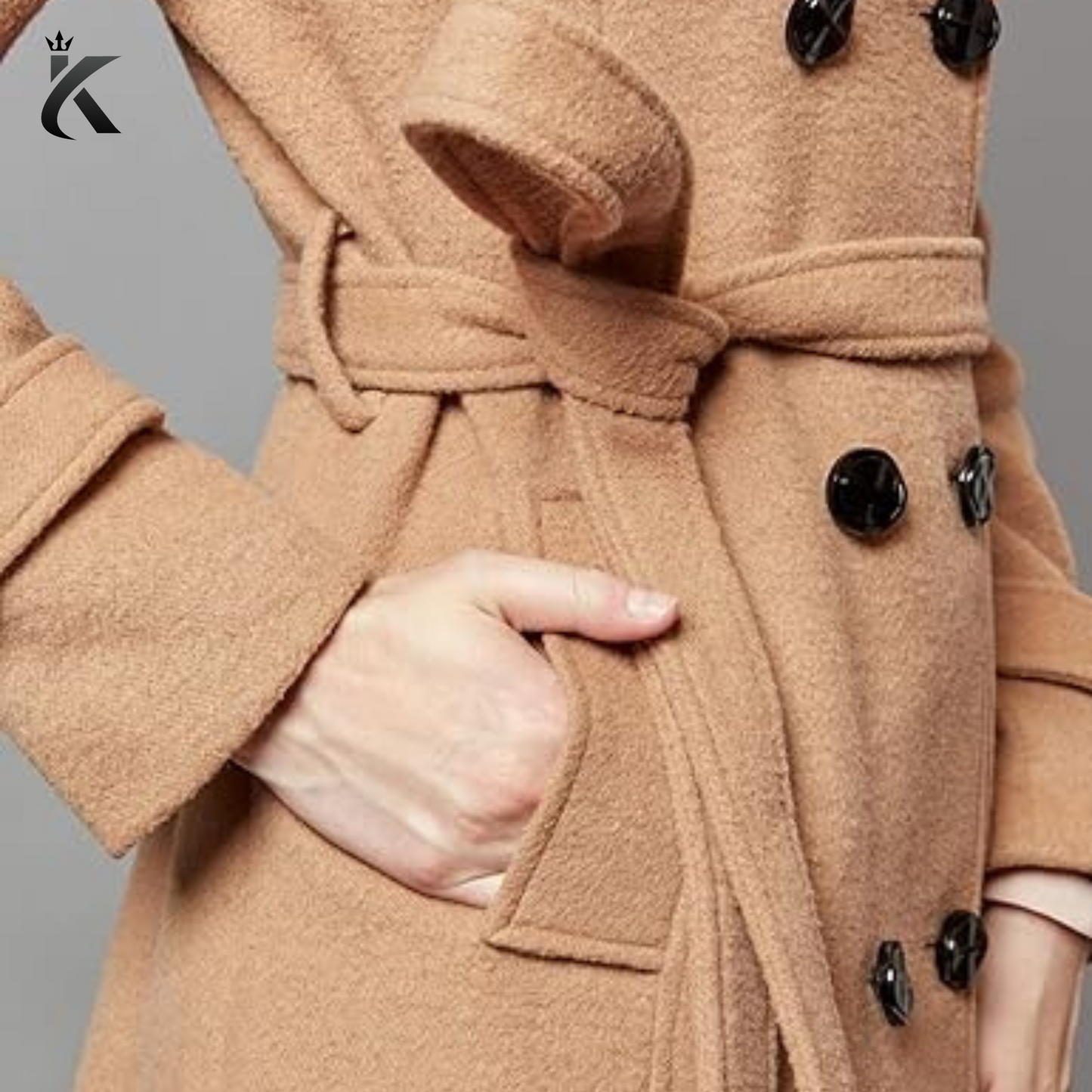 Women's Wool Trench Coat Winter Double-Breasted Jacket with Belts - Elite Long Coat