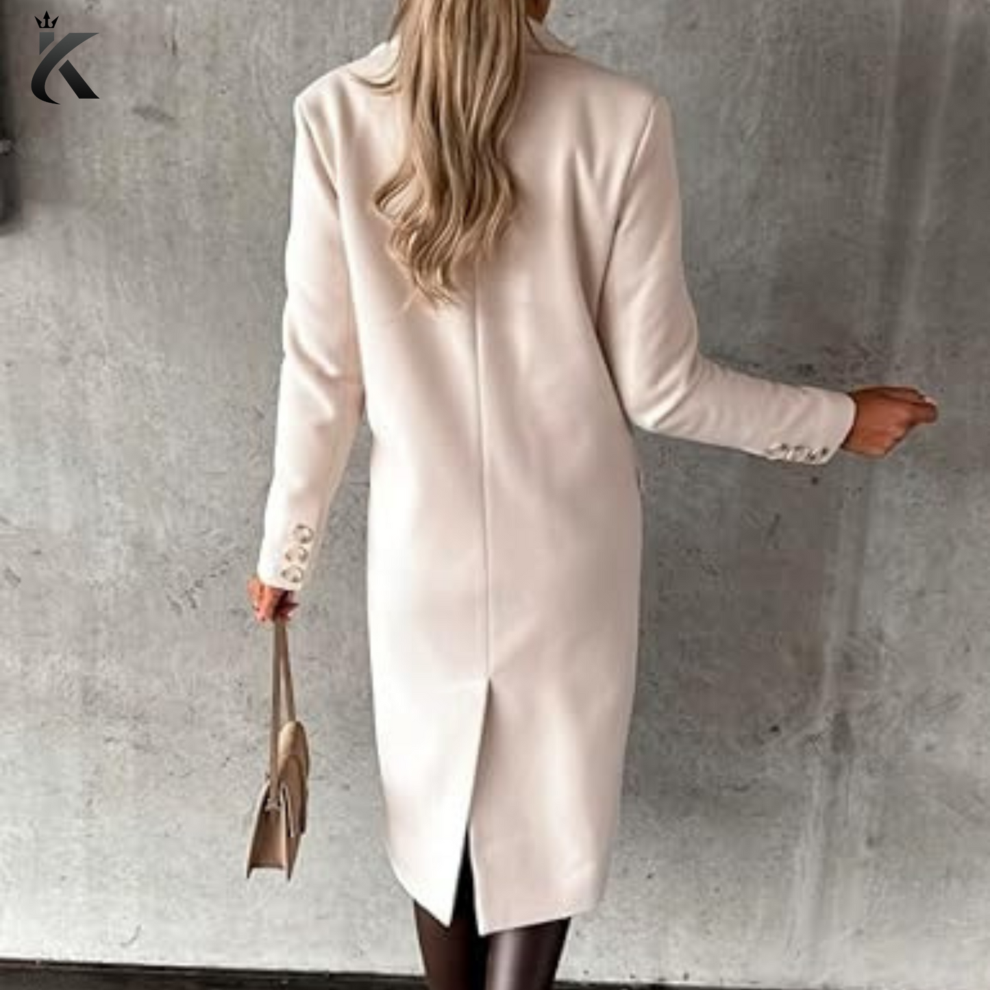 Women's Long Wool Coat - Double Breasted Trench Coat Fall Winter Clothes - Premium Quality Overcoat