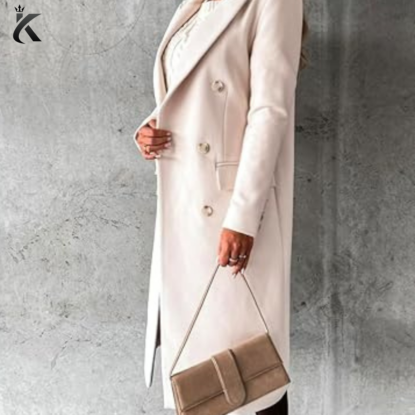 Women's Long Wool Coat - Double Breasted Trench Coat Fall Winter Clothes - Premium Quality Overcoat