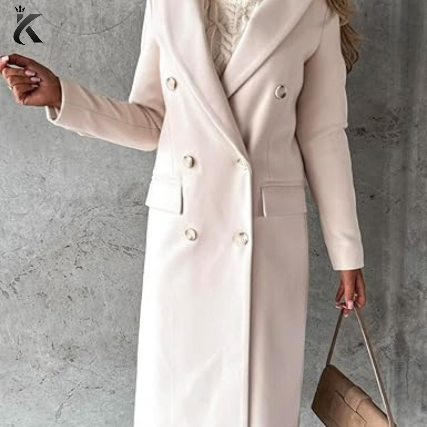 Women's Long Wool Coat - Double Breasted Trench Coat Fall Winter Clothes - Premium Quality Overcoat