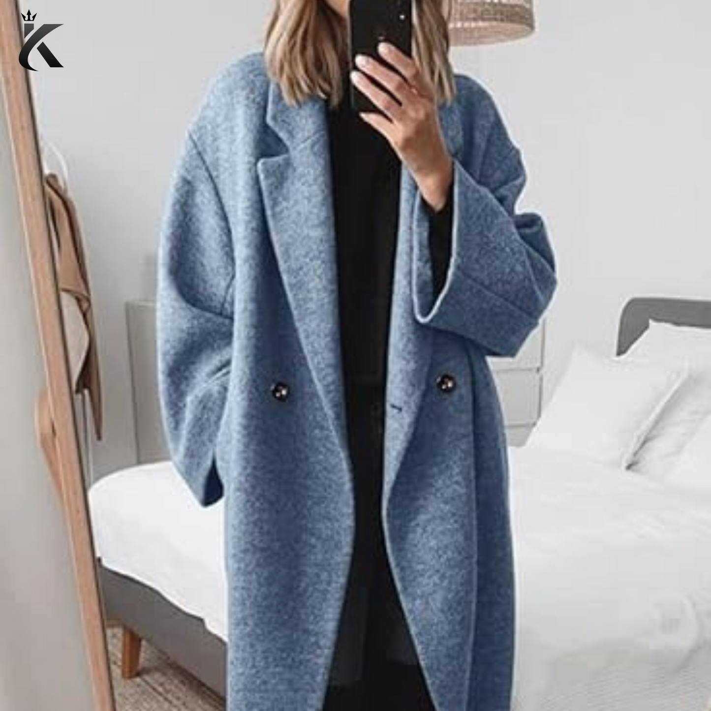 Women's Winter Double Breasted Wool Coat Long Sleeve Notch Lapel - Premium  Long Trench Coat