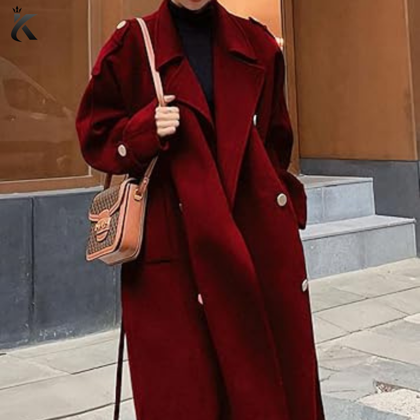 New Style Women's Winter Double Breasted Midi Long Wool Pea Coat Notch Lapel Winter Trench Coat - Premium Overcoat