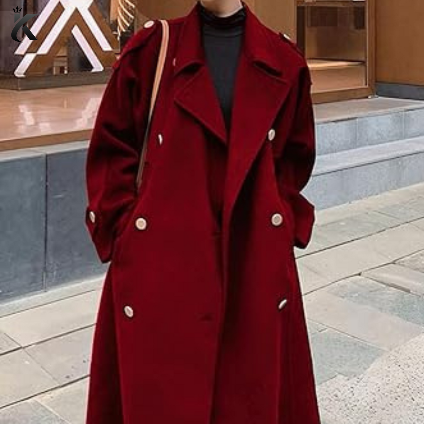 New Style Women's Winter Double Breasted Midi Long Wool Pea Coat Notch Lapel Winter Trench Coat - Premium Overcoat