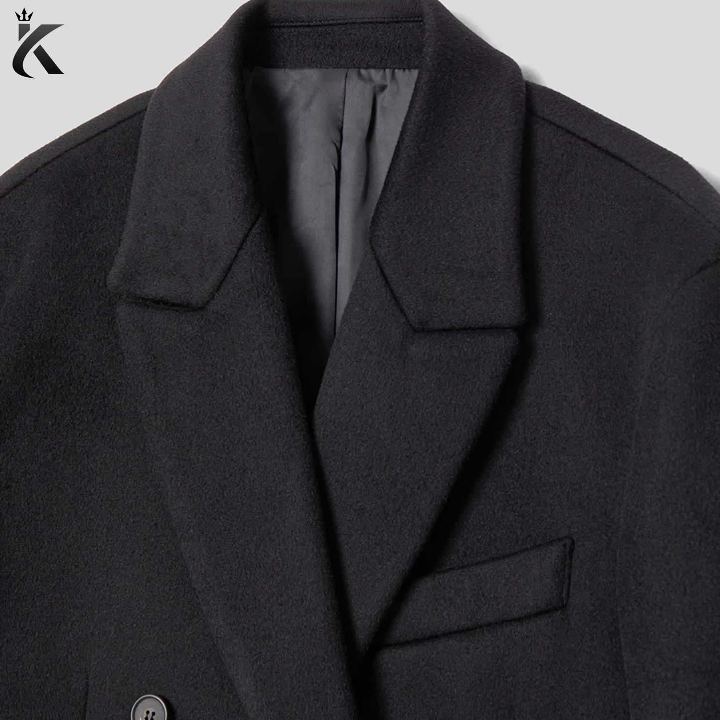 High Quality Fabric Women's Notch Lapel Double Breasted Long Wool Cashmere Blend  Overcoat - Women's Trench Coat
