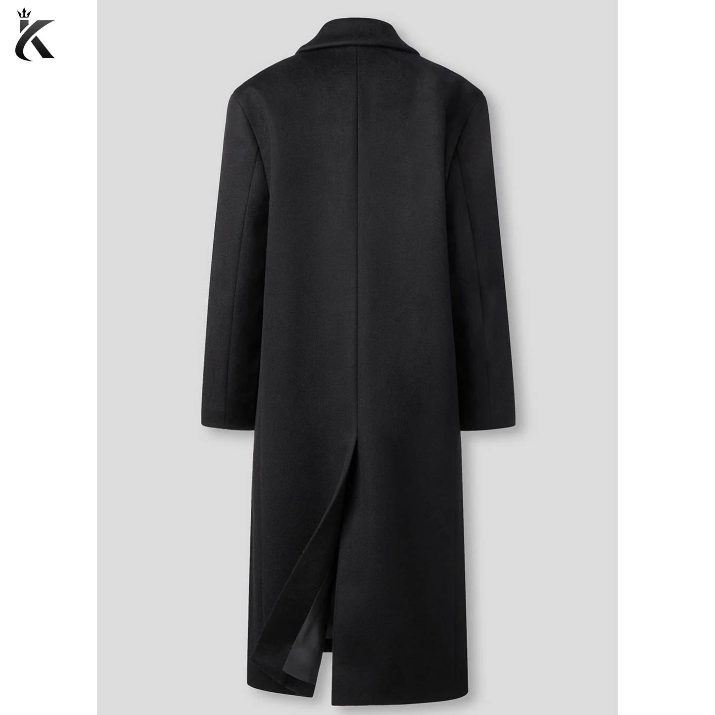 High Quality Fabric Women's Notch Lapel Double Breasted Long Wool Cashmere Blend  Overcoat - Women's Trench Coat