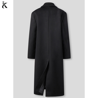 High Quality Fabric Women's Notch Lapel Double Breasted Long Wool Cashmere Blend  Overcoat - Women's Trench Coat