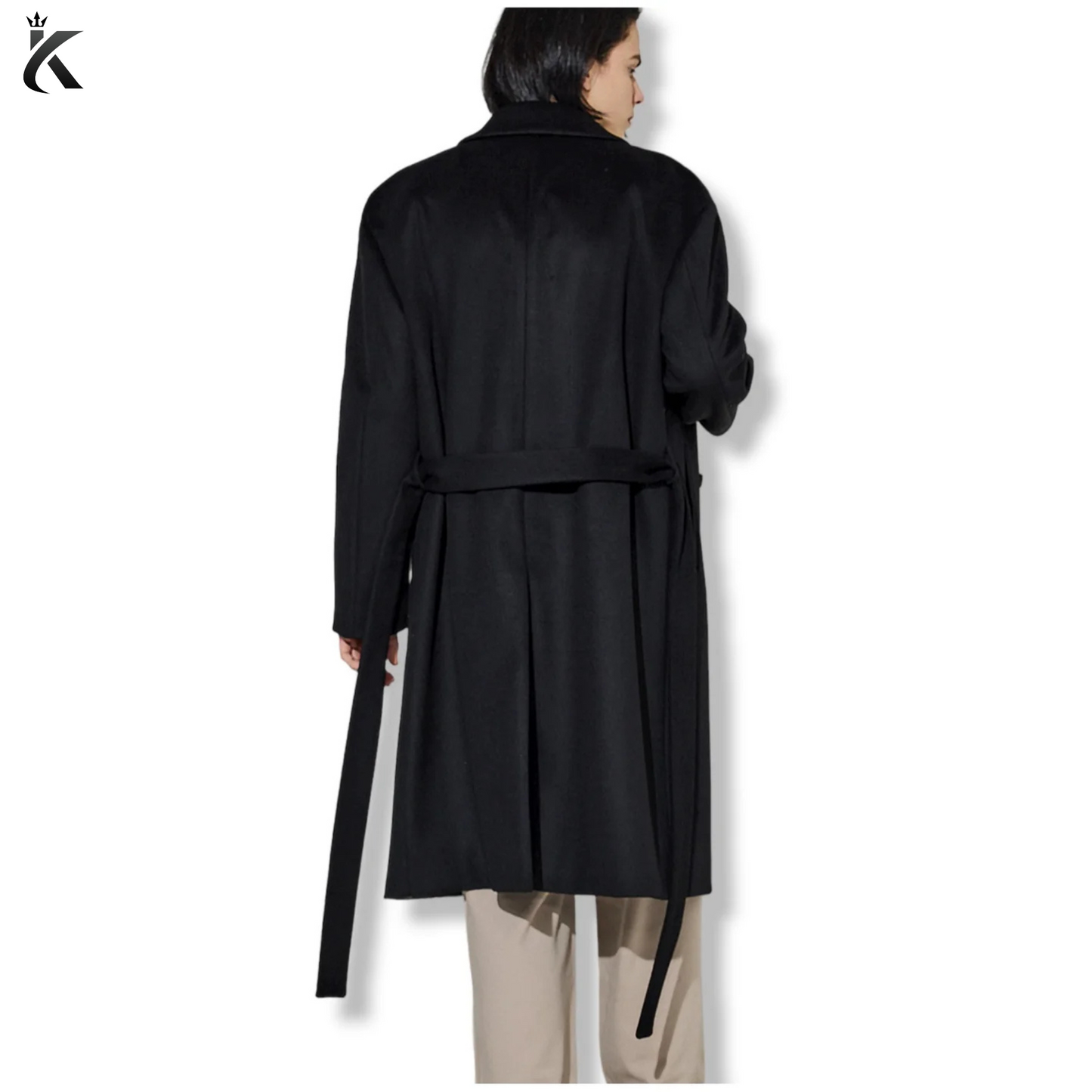 High Quality Fabric Men Single-Breasted Belted Cashmere Mac Balmacaan Long Coat - Men's Trench Coat