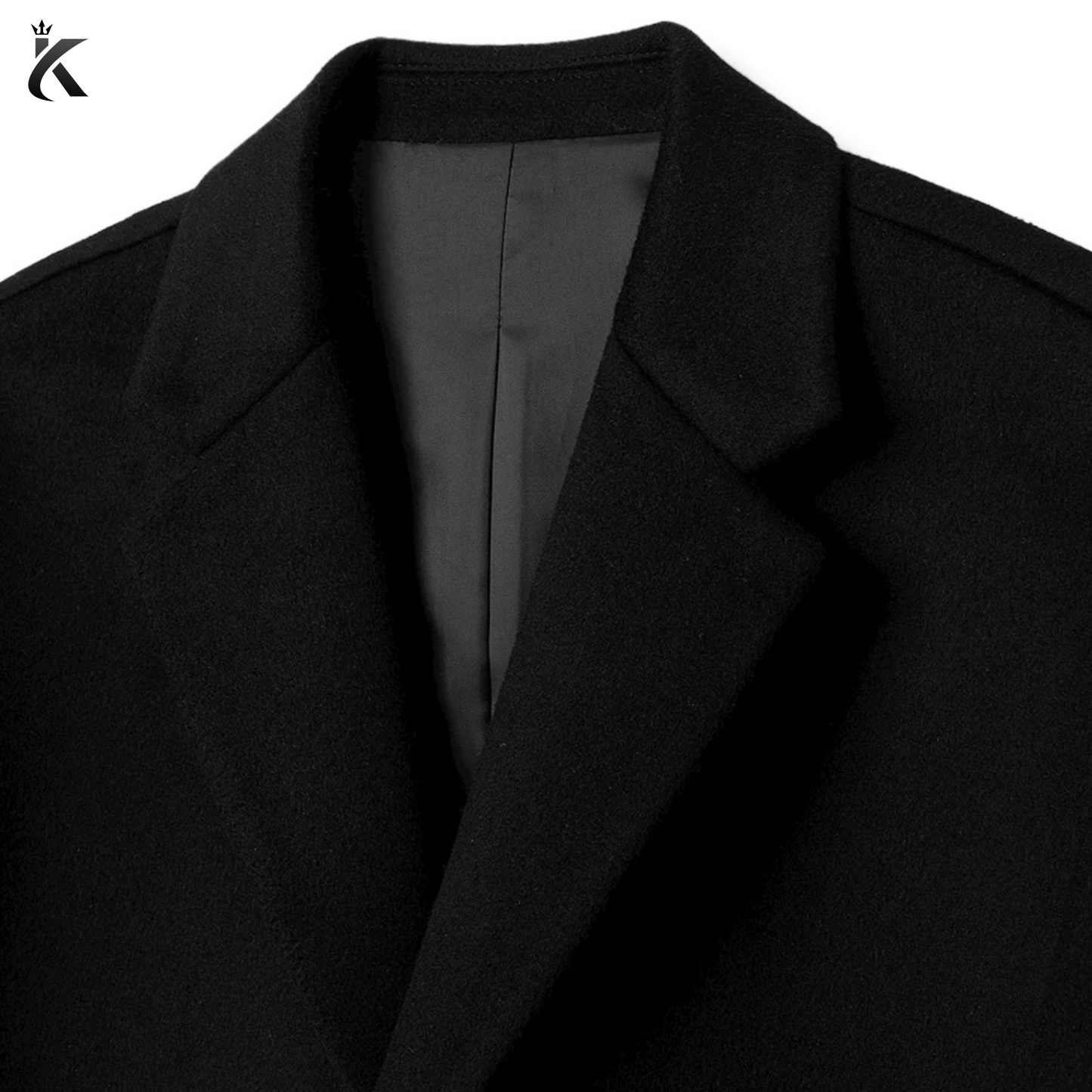 Men's Chesterfield Long Overcoat Wool & Cashmere Warm Winter Single Breasted Coat - Ash Beige and Black Trench Coat