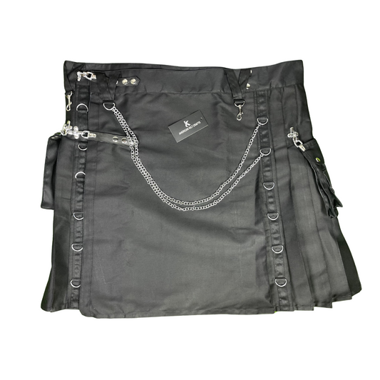 Black Men's Utility Kilt with Detachable Pockets | Modern Tactical & Hybrid Kilt