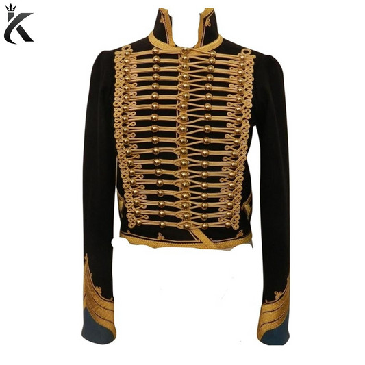 Men's New Hussar Dolman Pelisse Captain Jacket Black Wool Gold Braid Jacket - Imperial Style