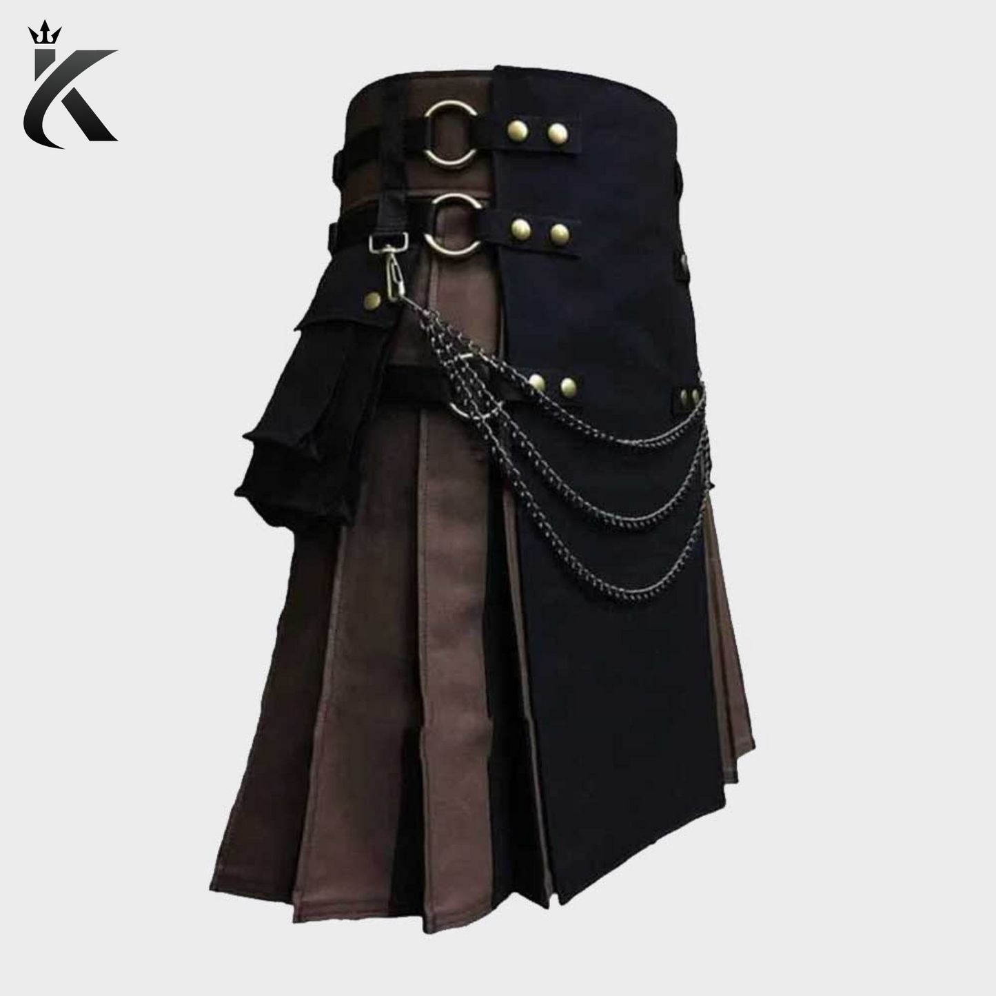 Handmade Black And Brown Hybrid Fashion Kilt - Masterfully Crafted