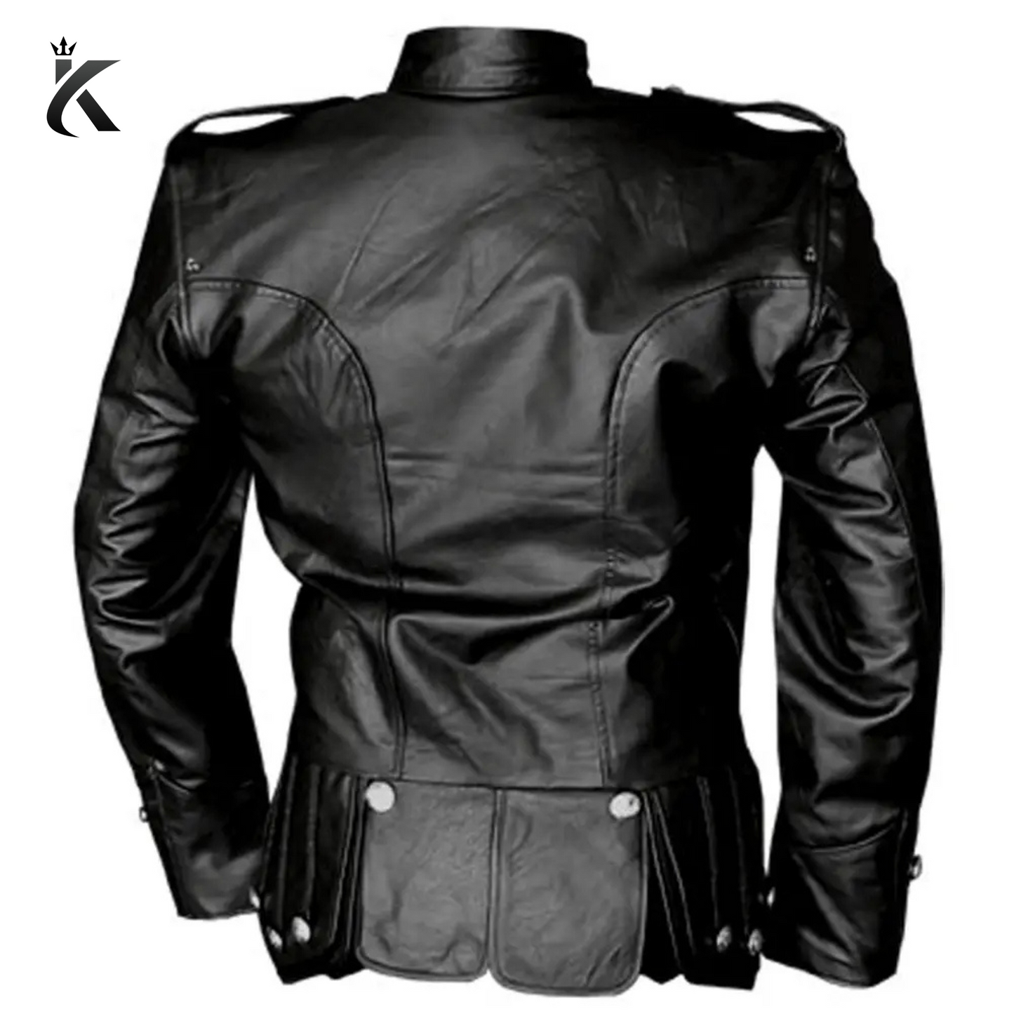 Genuine Black Leather Scottish Doublet Jacket -A Legacy of Luxury