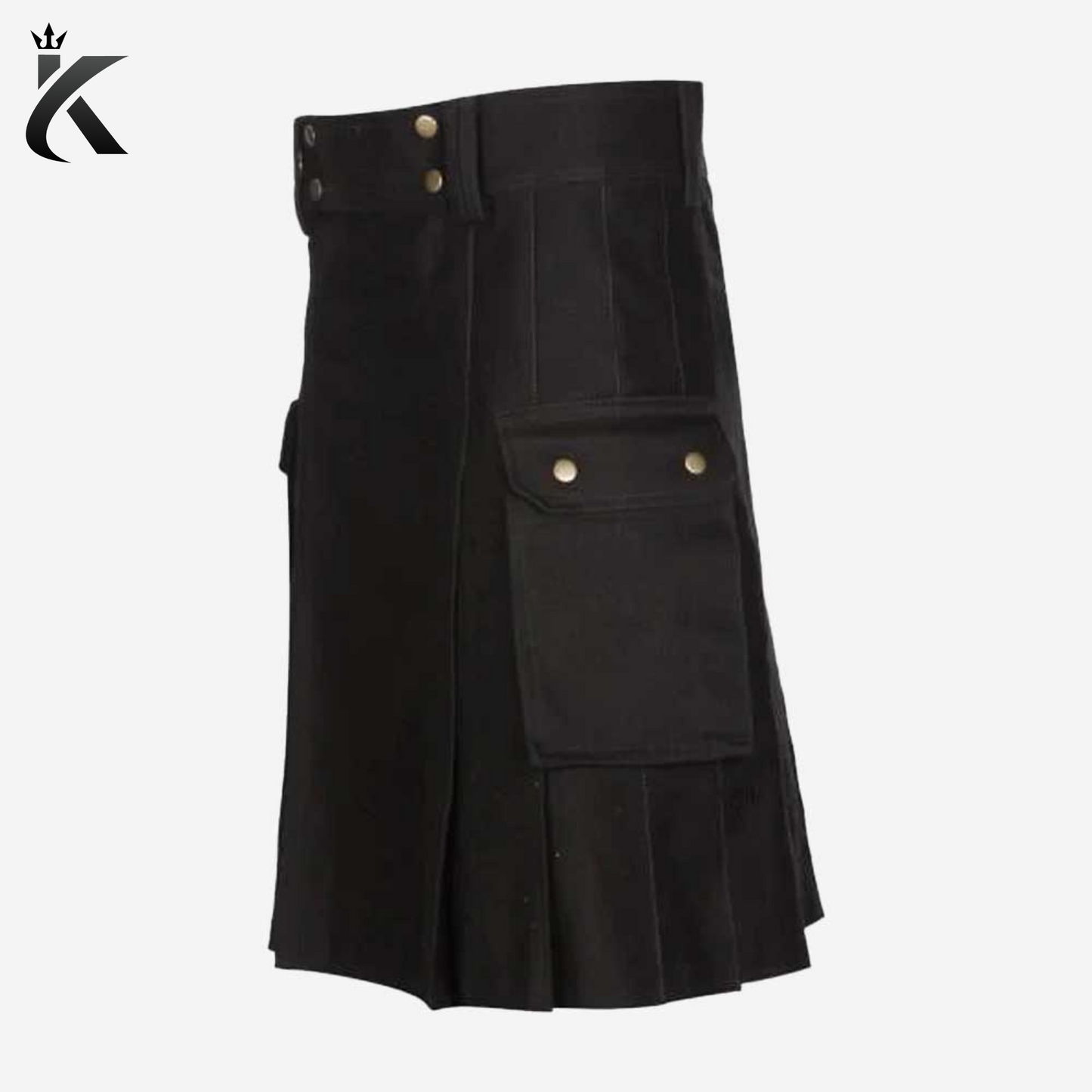 Custom Handmade Traditional Black Scottish Utility Kilt - Wear Your Way