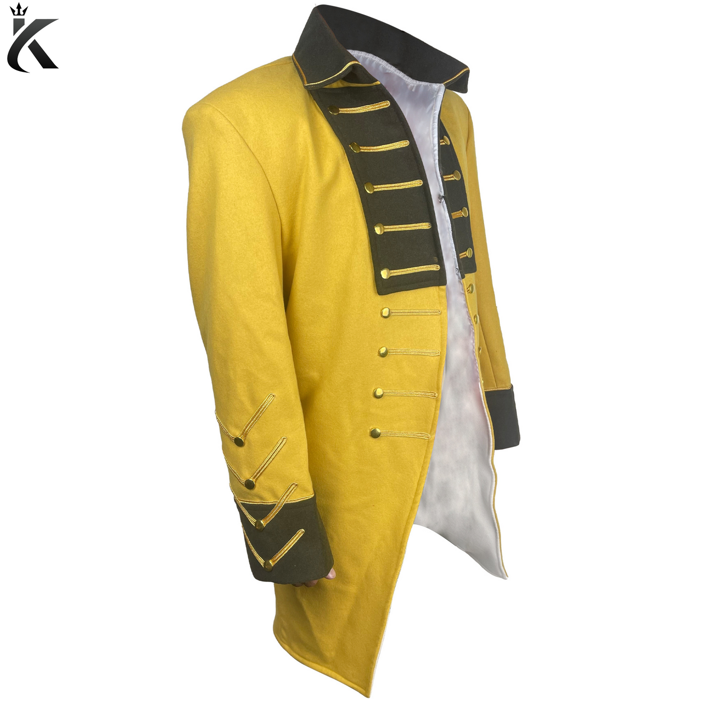 Premium 1787-1792 Tailcoat - Men's Yellow wool Tailcoat - Evolution Fashion 18th century Tailcoat - British war jacket - Military civil war jacket