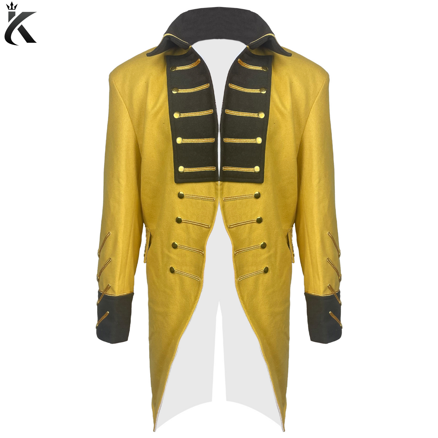 Premium 1787-1792 Tailcoat - Men's Yellow wool Tailcoat - Evolution Fashion 18th century Tailcoat - British war jacket - Military civil war jacket