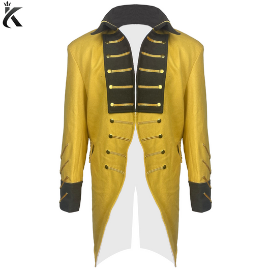 Premium 1787-1792 Tailcoat - Men's Yellow wool Tailcoat - Evolution Fashion 18th century Tailcoat - British war jacket - Military civil war jacket