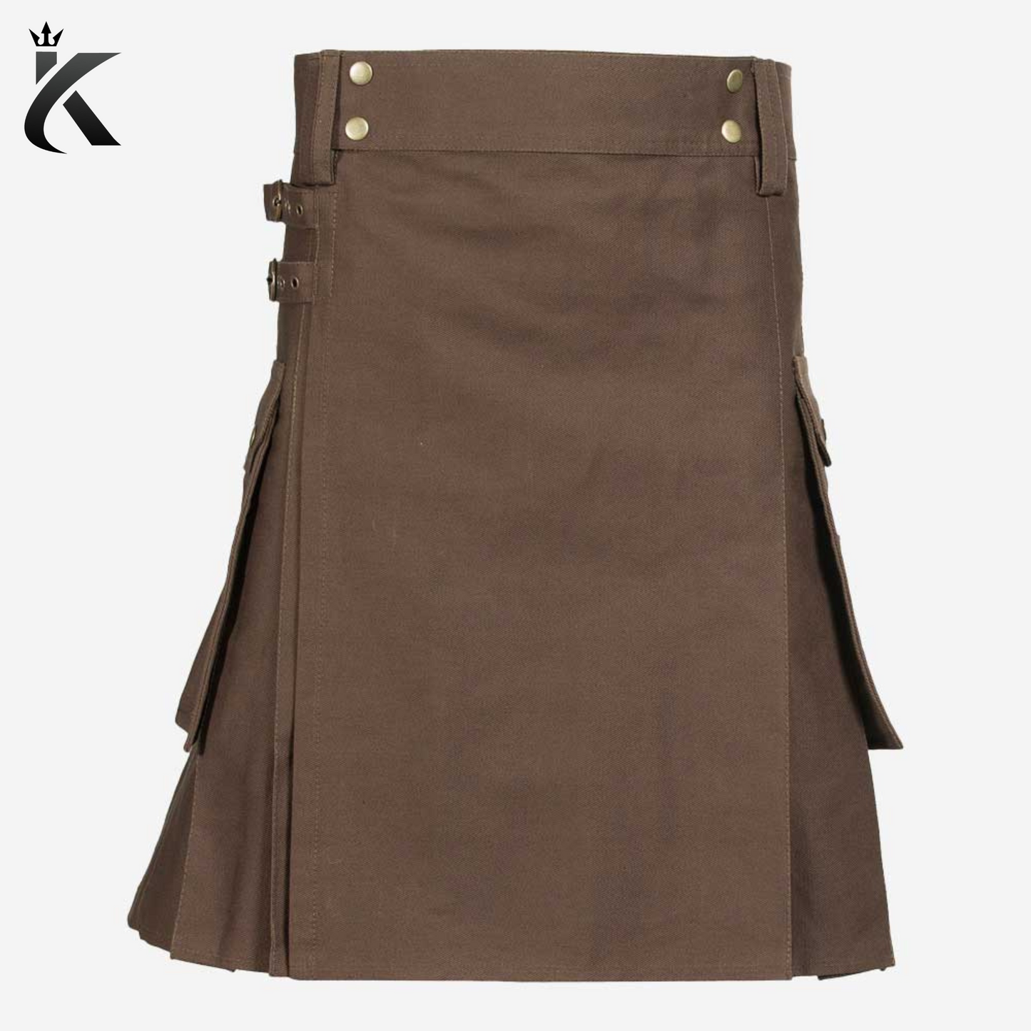 Custom Handmade Traditional Brown Scottish Utility Kilt - Ditch the Pants, Embrace the Kilt