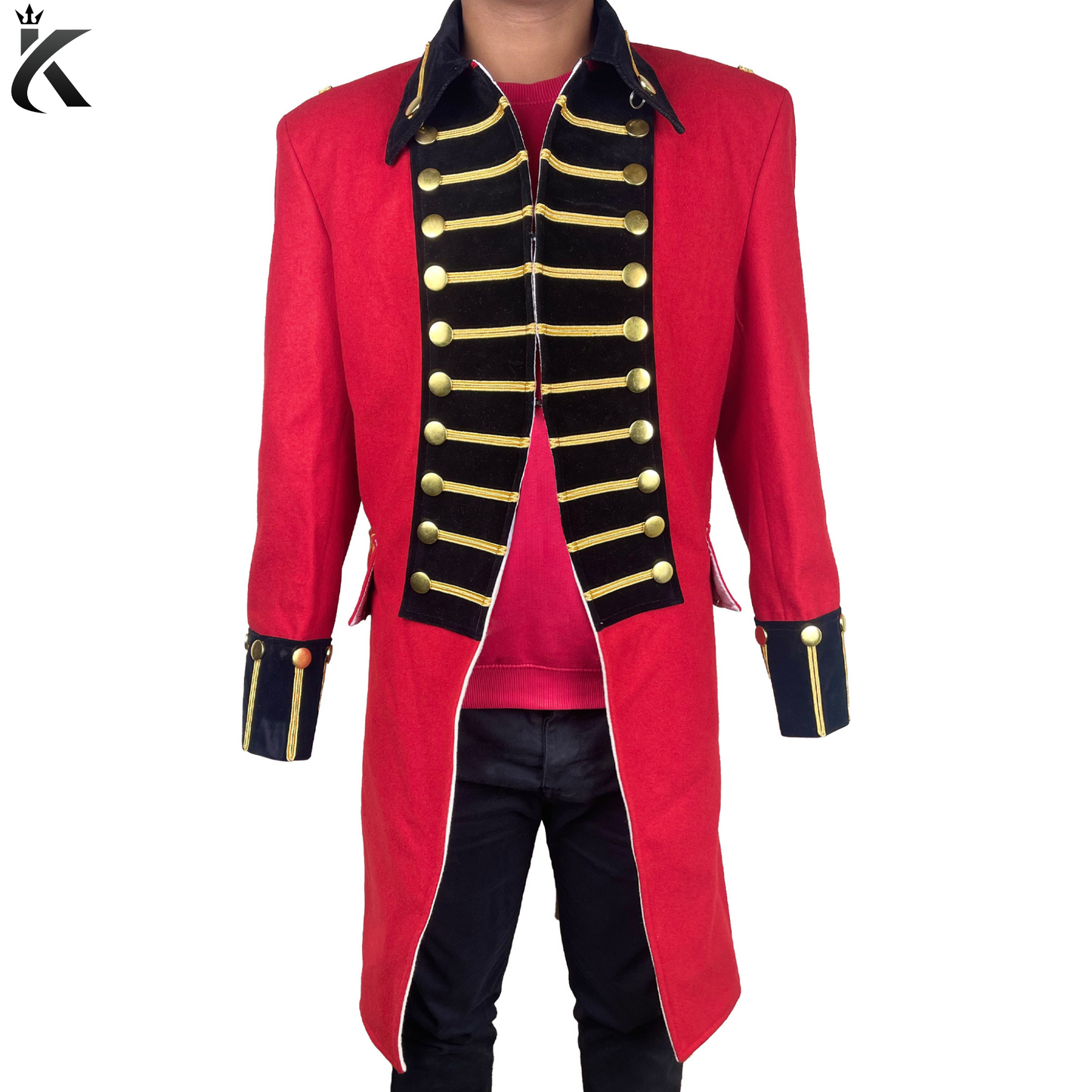 New High Quality 1787-1792 Tailcoat - Men's Red wool Tailcoat - Evolution Fashion 18th century Tailcoat - British war jacket - Military civil war jacket (Copy)