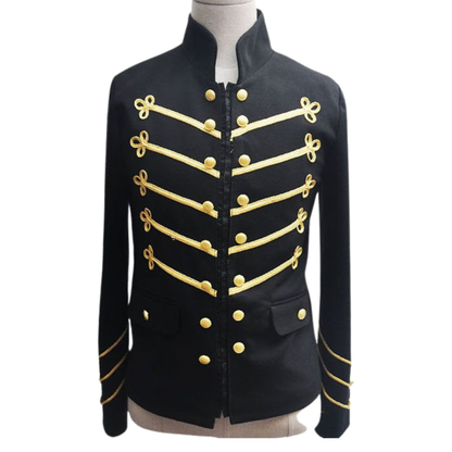 Men's Richard Sharpe Military Jacket – Black & Gold Napoleonic Officer Coat | Vintage Hussar Uniform