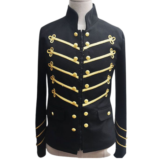 Men's Richard Sharpe Military Jacket – Black & Gold Napoleonic Officer Coat | Vintage Hussar Uniform