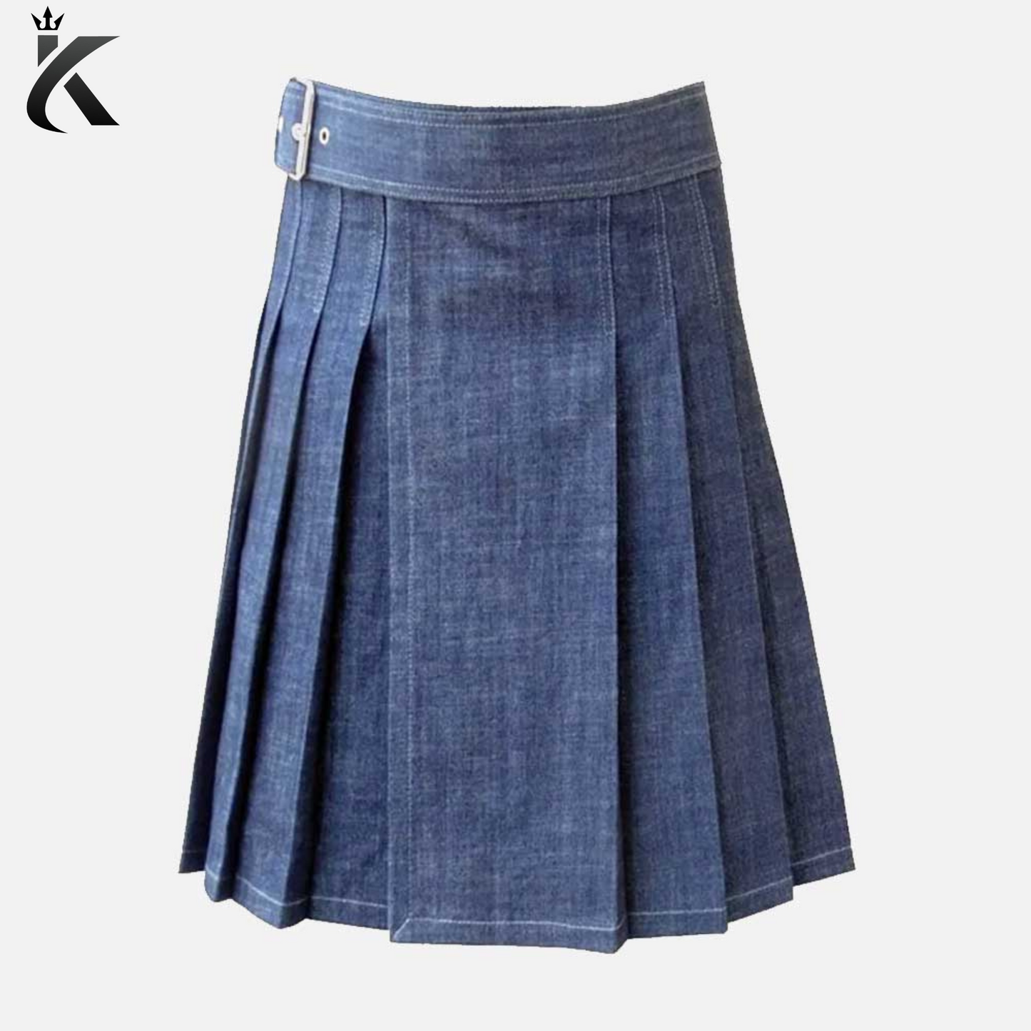 Premium Scottish Blue Denim Fashion Kilt For Men - All-Day Comfort