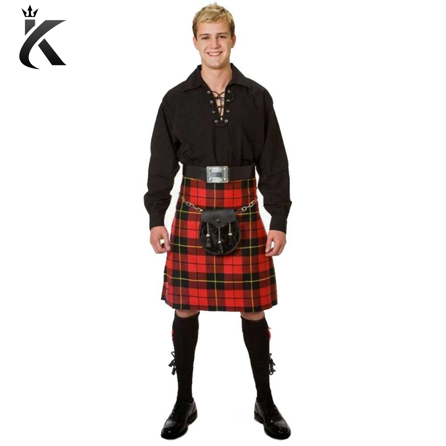 Scottish Black Jacobite Ghillie Casual Kilt Outfit -Elevate Your Highland Attire with Unmatched Elegance