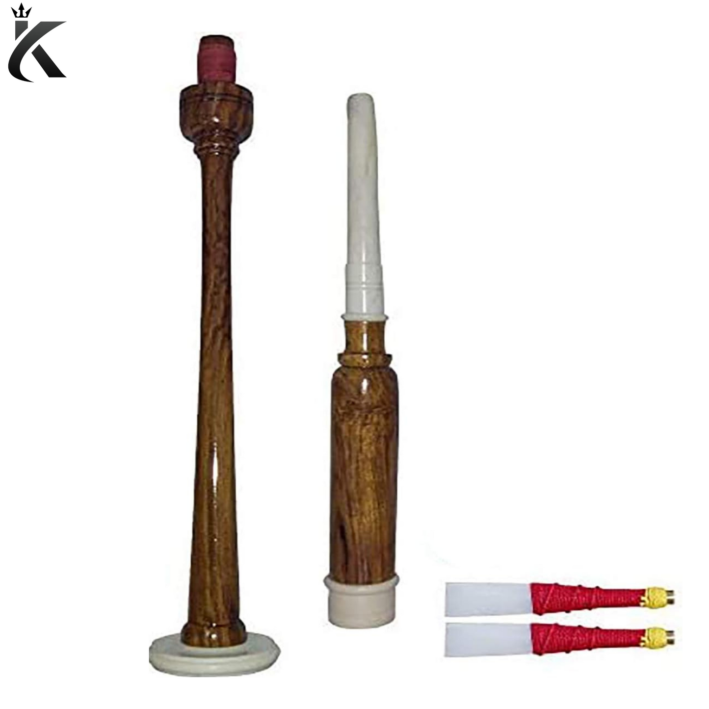 RoseWood Practice Chanter Natural Color with 2 Free Reeds Imitation Ivory Mounts