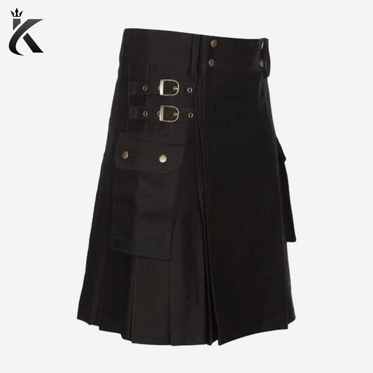 Custom Handmade Traditional Black Scottish Utility Kilt - Wear Your Way