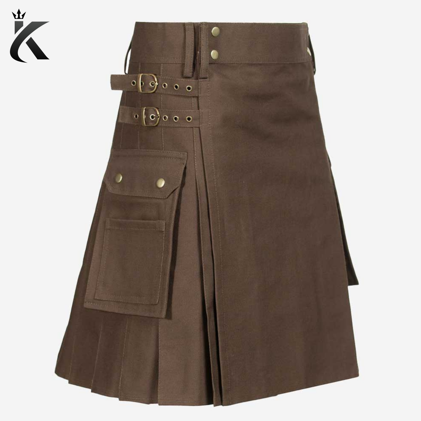 Custom Handmade Traditional Brown Scottish Utility Kilt - Ditch the Pants, Embrace the Kilt