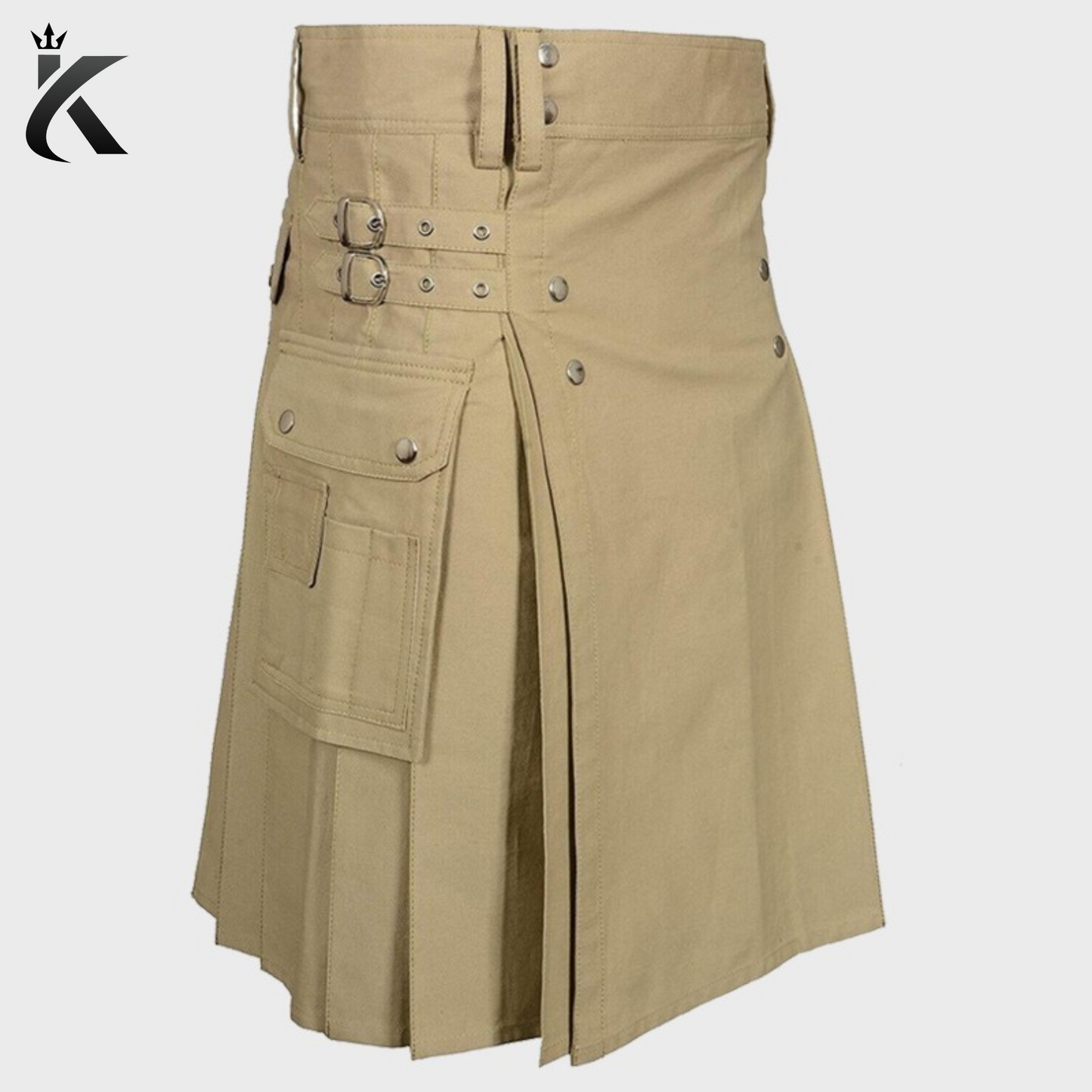 Handmade Premium Quality Khaki Design Utility Kilt - Everyday Wear, Extraordinary Style