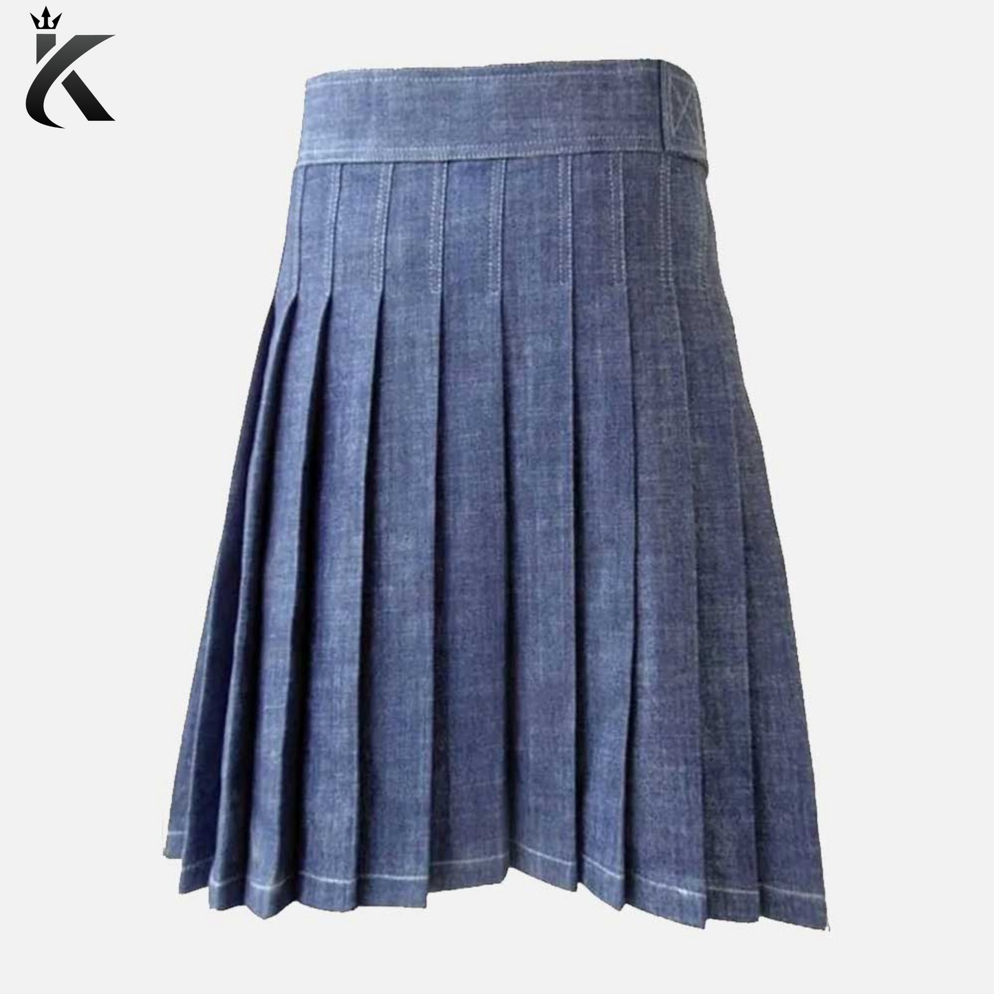 Premium Scottish Blue Denim Fashion Kilt For Men - All-Day Comfort