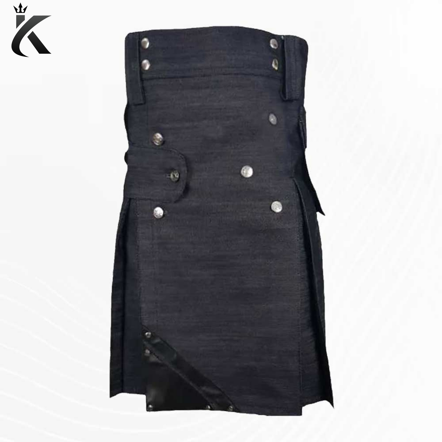 Premium Scottish Modern Denim Kilt With Leather Strap -  Look Good