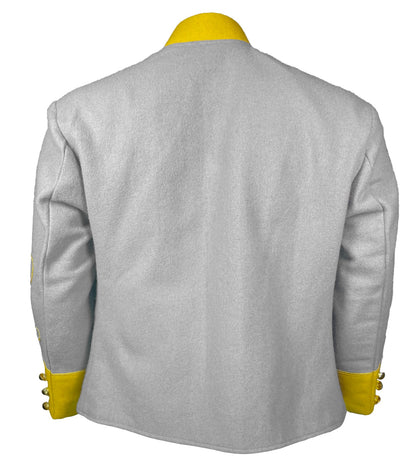 Civil War Confederate Officer Jacket – Gray Wool Double-Breasted Military Coat with Yellow Trim