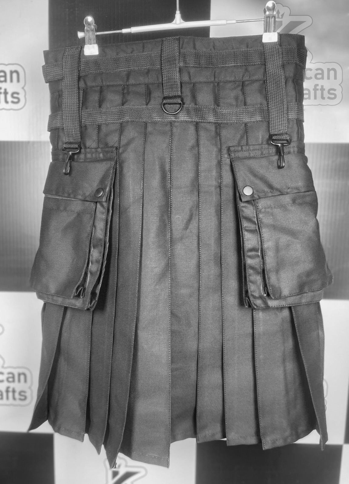 Men’s Black Pride Utility Kilt – Rainbow Striped Gothic Kilt with Pockets | LGBTQ Festival Outfit