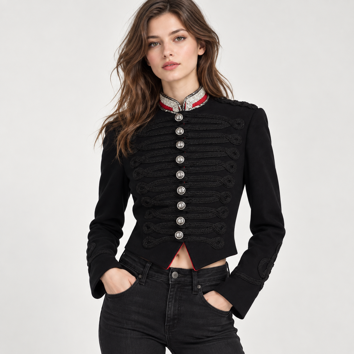 Women's Gothic Military Uniform Jacket | Steampunk Officer Cosplay Tunic
