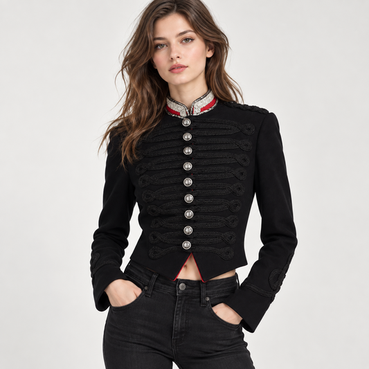 Women's Gothic Military Uniform Jacket | Steampunk Officer Cosplay Tunic