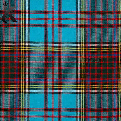 Traditional Anderson Tartan featuring a classic Scottish plaid pattern with intersecting blue, green, and contrasting stripes, ideal for Scottish kilts, Highland dress, and Celtic heritage clothing.
