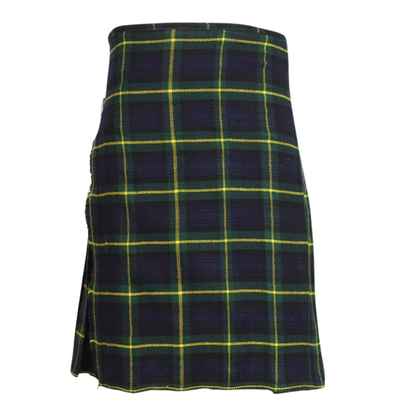 Handmade Gordon Modern tartan kilt back view in 16oz heavyweight fabric, showing the traditional Scottish apron front and classic tartan pattern.