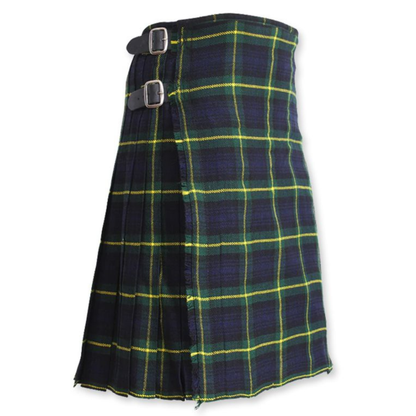 Handmade Gordon Modern tartan kilt in 16oz heavyweight fabric, traditional Scottish kilt with classic pleated design and authentic tartan pattern.