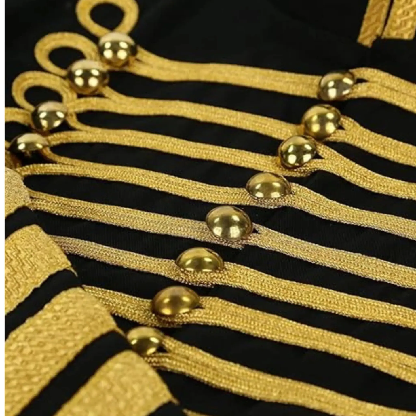 Close up of Hussar Military with gold braiding and buttons 