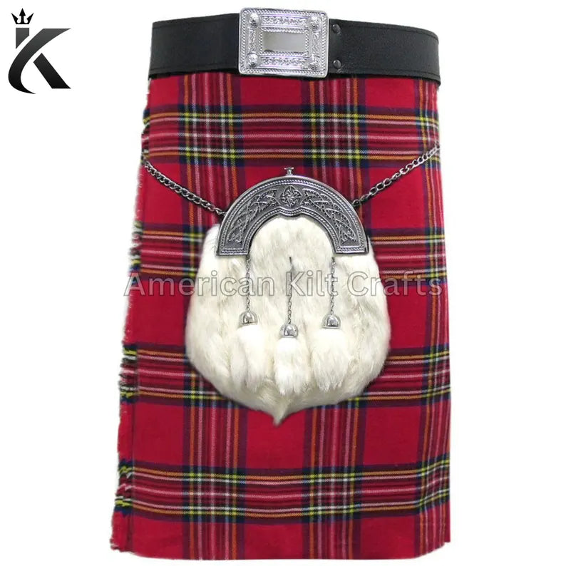Royal Stewart Red Scottish Traditional 8 Yard Tartan Value Kilt Set