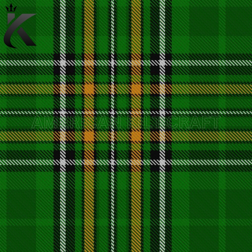 Traditional Irish Tartan featuring a classic Celtic plaid pattern, ideal for Irish kilts, Highland dress, traditional Irish clothing, and Celtic heritage outfits.