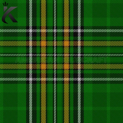 Traditional Irish Tartan featuring a classic Celtic plaid pattern, ideal for Irish kilts, Highland dress, traditional Irish clothing, and Celtic heritage outfits.