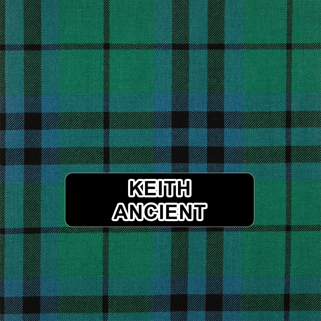 Handmade Keith Ancient tartan kilt with traditional Scottish plaid pattern and classic pleated Highland design.