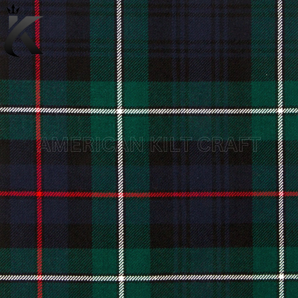 Traditional MacKenzie Clan Tartan featuring a classic Scottish plaid pattern with dark green, navy blue, and black tones, ideal for Scottish kilts, Highland dress, and Celtic heritage clothing.