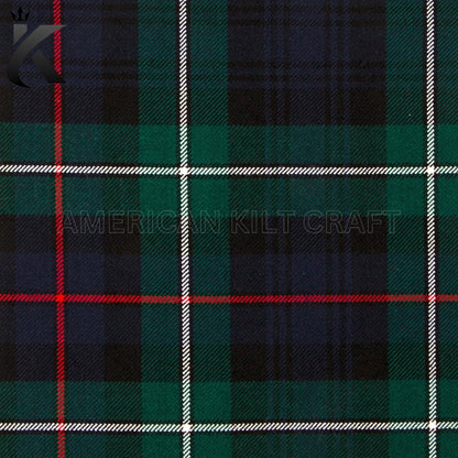 Traditional MacKenzie Clan Tartan featuring a classic Scottish plaid pattern with dark green, navy blue, and black tones, ideal for Scottish kilts, Highland dress, and Celtic heritage clothing.