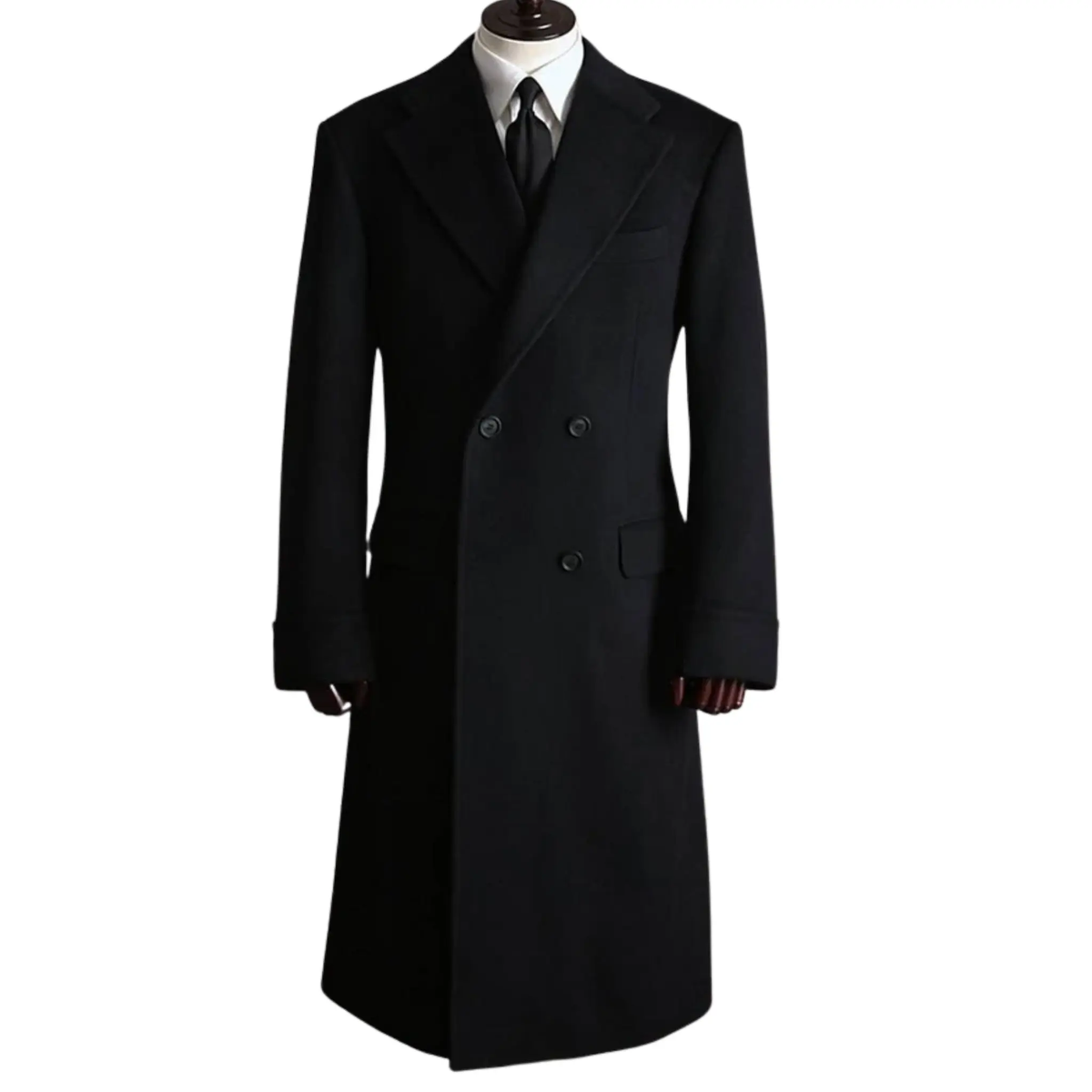 “Men’s Classic Black Greatcoat – Heavyweight Double-Breasted Winter Overcoat for Men, Tailored Wool Military-Inspired Coat for Formal and Heritage Winter Wear”